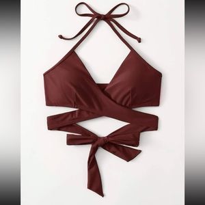 SHEIN wrap halter bikini top